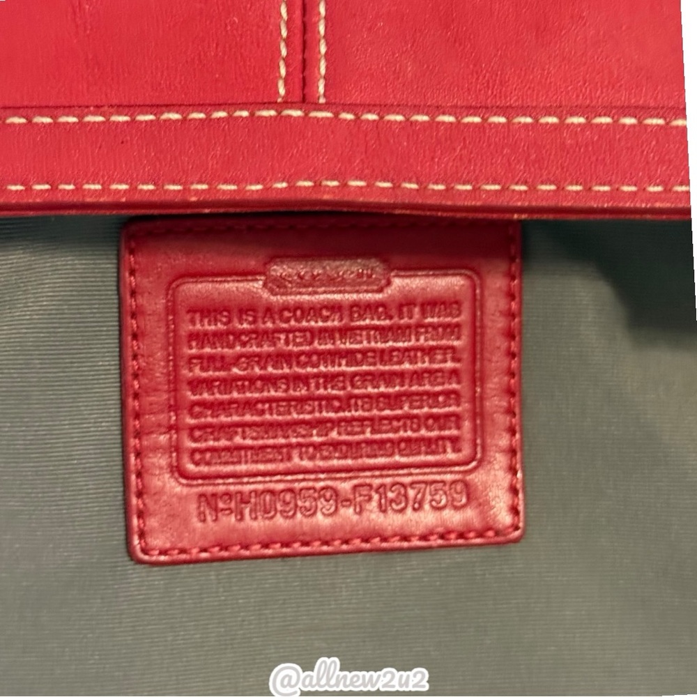Coach 1941 Ashley Red Leather Double Handle Zipper Closure Tote Shoulder Bag Sil - Picture 12 of 16